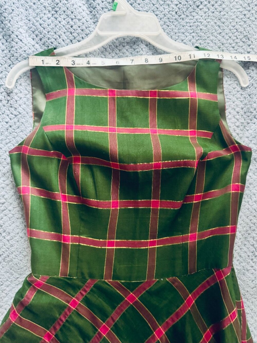 Vintage Plaid Custom Made Maxi Dress Size 4-6 - Picture 9 of 14